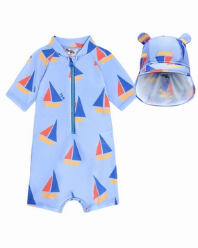 The Bonniemob Rashguard Swimsuit & Hat Set stylish teen girl swimsuits, teen girls swimwear sets