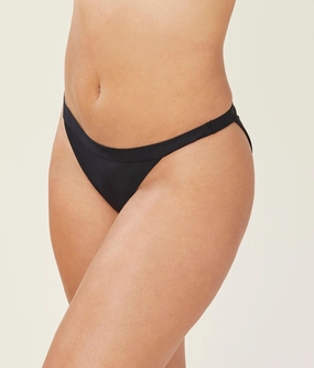 The Caicos Bikini Bottom - Glossy Eco Nylon - Black (Archive) luxury womens swimwear, swimwear for beach vacation