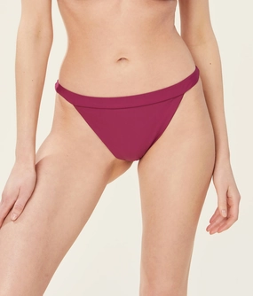 The Caicos Bikini Bottom - Glossy Eco Nylon - Plum (Archive) classic swimwear for women, everyday swimwear ladies