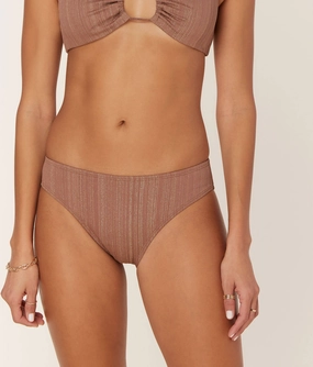 The Classic Bikini Bottom - Sparkle - Latte luxury womens swimwear, swimwear for beach vacation