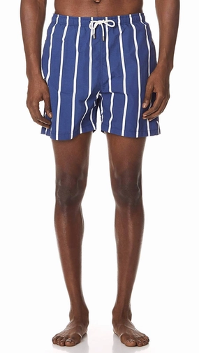 The Classic Drawstrings Swim Shorts Trunks In Bondi Slate Stripe mens beach swimwear, quick dry mens swimsuits