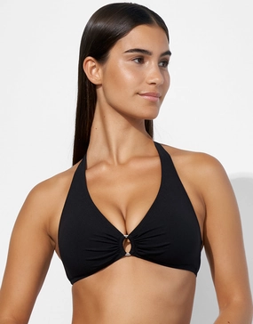 The Core Halter Bikini Top - Black full coverage swim tops, cute bikini tops