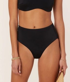 The High Rise Bikini Bottom - Eco Nylon - Black luxury womens swimwear, swimwear for beach vacation
