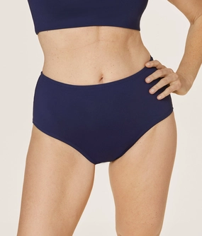 The High Waist Bikini Bottom - Flat - Navy luxury womens swimwear, swimwear for beach vacation