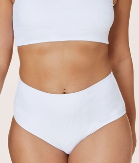 The High Waist Bikini Bottom - Ribbed - White classic swimwear for women, everyday swimwear ladies