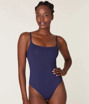 The Jetties One Piece - Eco Nylon - Navy - Long Torso luxury womens swimwear, swimwear for beach vacation