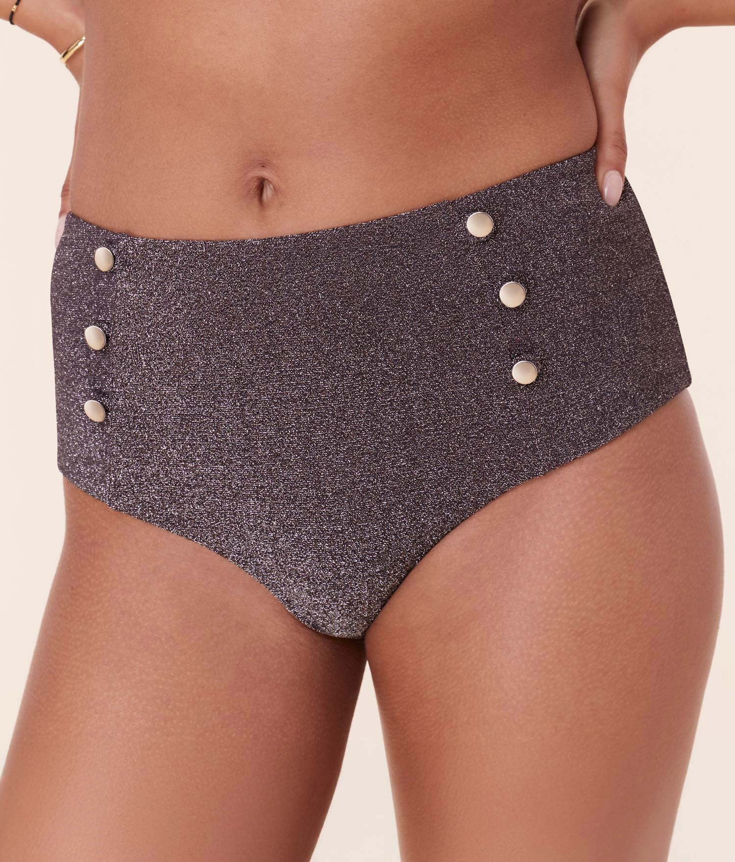 The Lipari Bikini Bottom - Glitter - Licorice