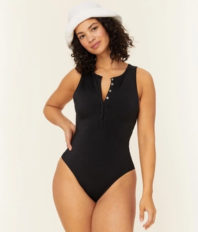 The Malibu One Piece - Eco Nylon - Black - Classic classic swimwear for women, everyday swimwear ladies