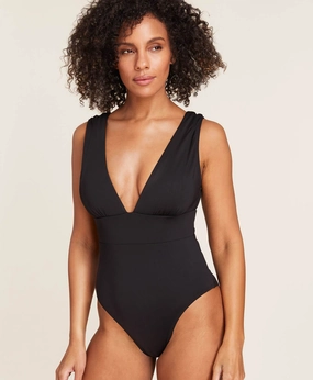 The Mykonos One Piece - Flat - Black - Classic - Cheeky luxury womens swimwear, swimwear for beach vacation