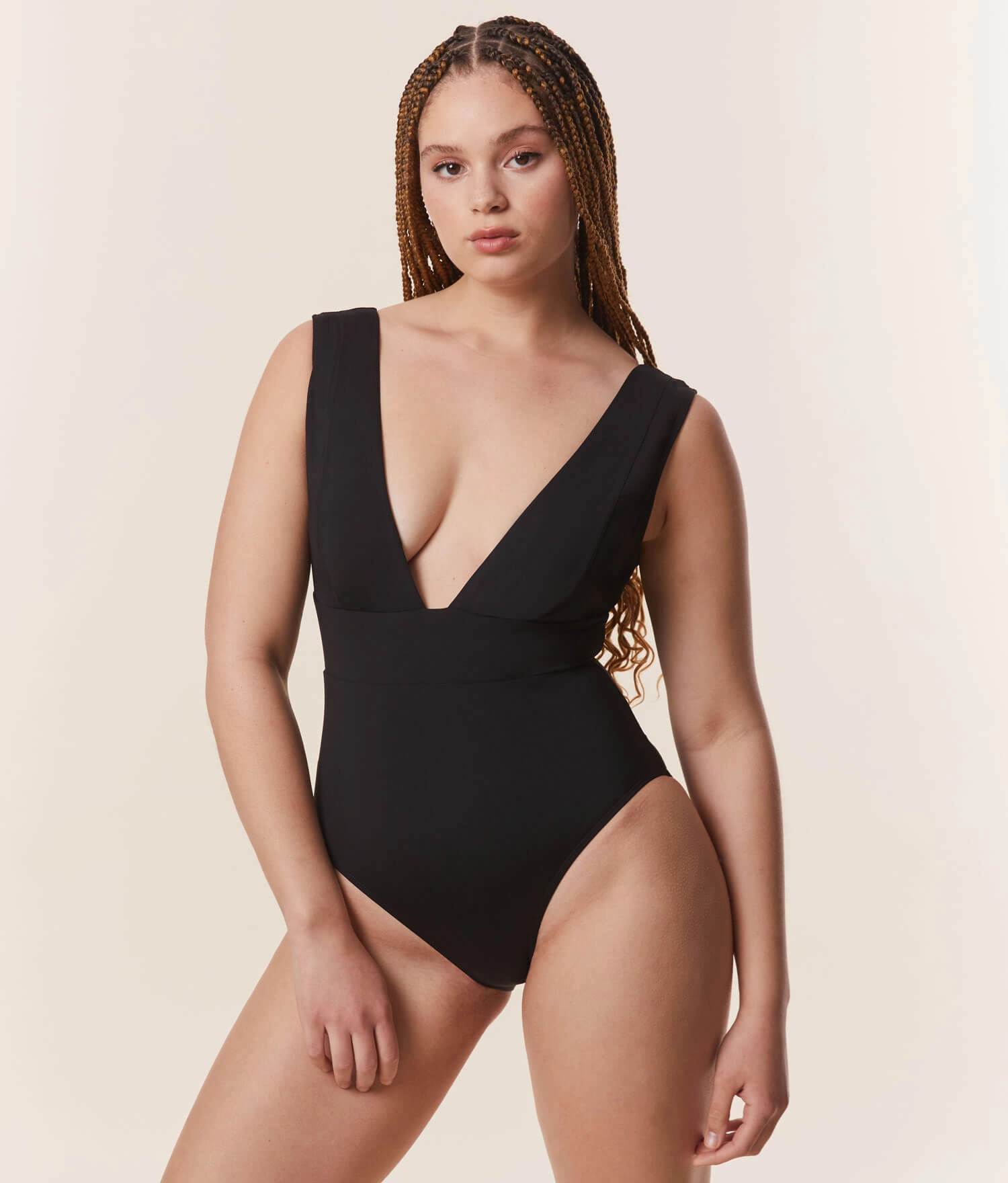 The Mykonos One Piece - Flat - Black - Long Torso luxury womens swimwear, swimwear for beach vacation