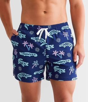 The Neon Glades 7" Swim Trunk In Navy mens beach swimwear, quick dry mens swimsuits