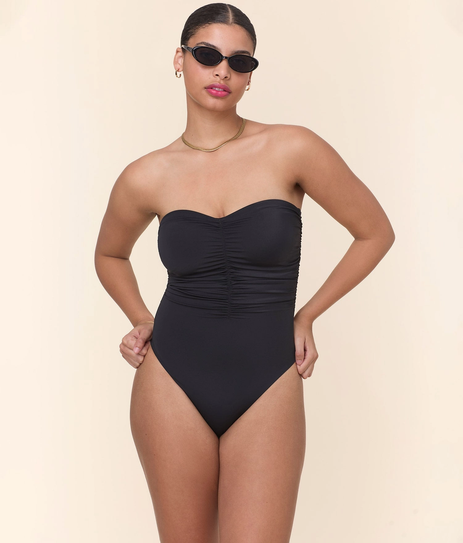 The Pana One Piece - Eco Nylon - Black - Long Torso luxury womens swimwear, swimwear for beach vacation