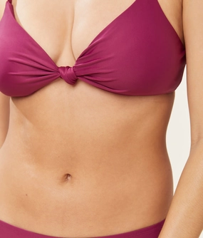 The Santorini Bikini Top - Glossy Eco Nylon - Plum (Archive) luxury womens swimwear, swimwear for beach vacation