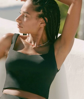 The Siren Swim Tank - Flat - Black luxury womens swimwear, swimwear for beach vacation