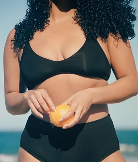The Valencia Bikini Top - Flat - Black luxury womens swimwear, swimwear for beach vacation