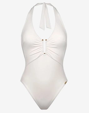 The White Collection Halter Swimsuit - Natural White padded swimwear for women, padded bikini tops