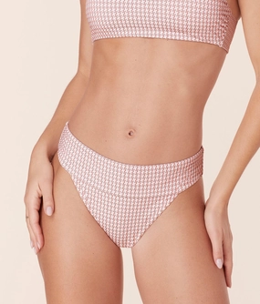 The Wide Band Cheeky Bikini Bottom - Houndstooth - Koi luxury womens swimwear, swimwear for beach vacation