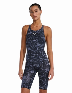 Thresher Hyperblitz Open Back Kneeskin Limited Edition- Titanium Black competition swimwear for women, women's racing swimsuits