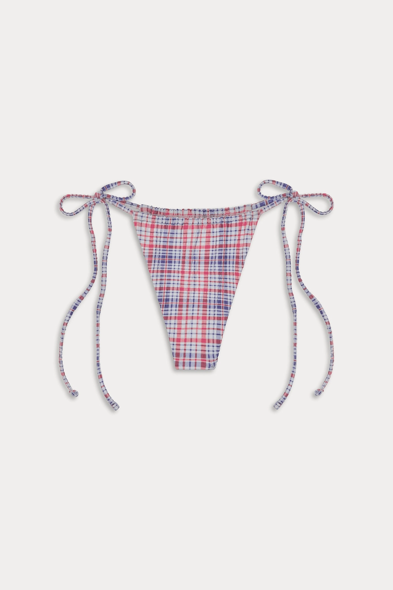Tia Skimpy String Bikini Bottom - Americana Plaid