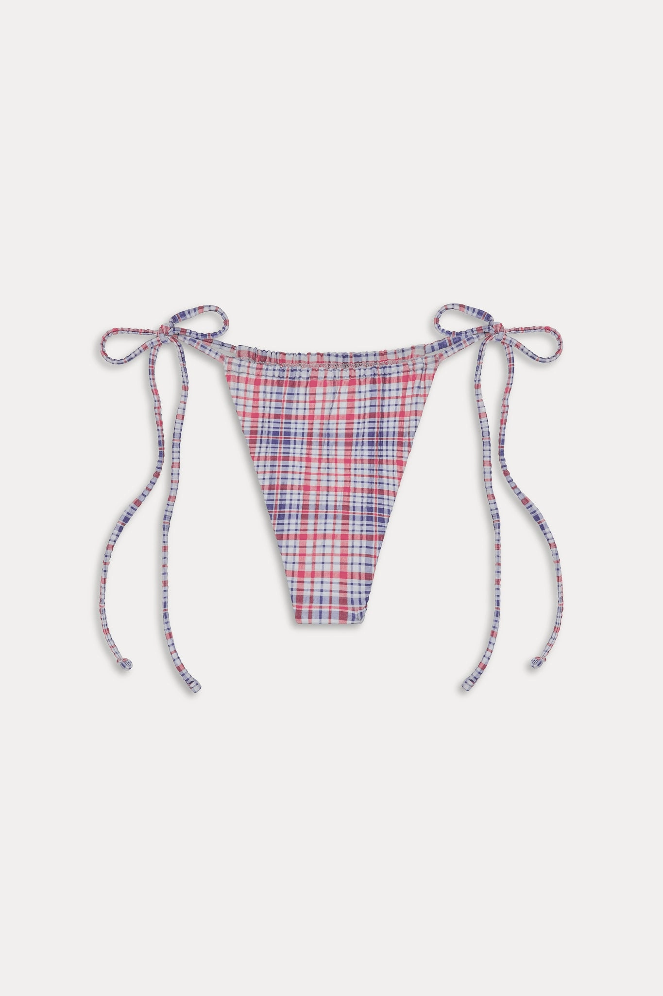 Tia Skimpy String Bikini Bottom - Americana Plaid
