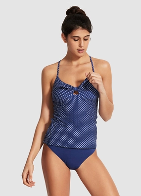 Tie Front Singlet - Blue Opal two-piece bikinis for women, trendy bikinis for beachwear