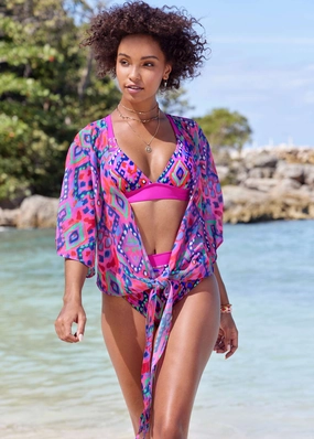 Tie Front Tunic - Paradise Bright swimwear with tummy control, elegant swimsuits for women