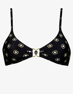 Tiles Craft Bralette Bikini Top - Black Neutrals full coverage swim tops, cute bikini tops