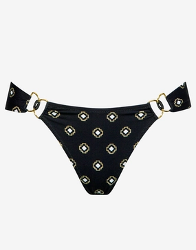 Tiles Craft Hipster Bikini Pant - Black Neutrals adjustable swim bottoms women, flattering bikini bottoms