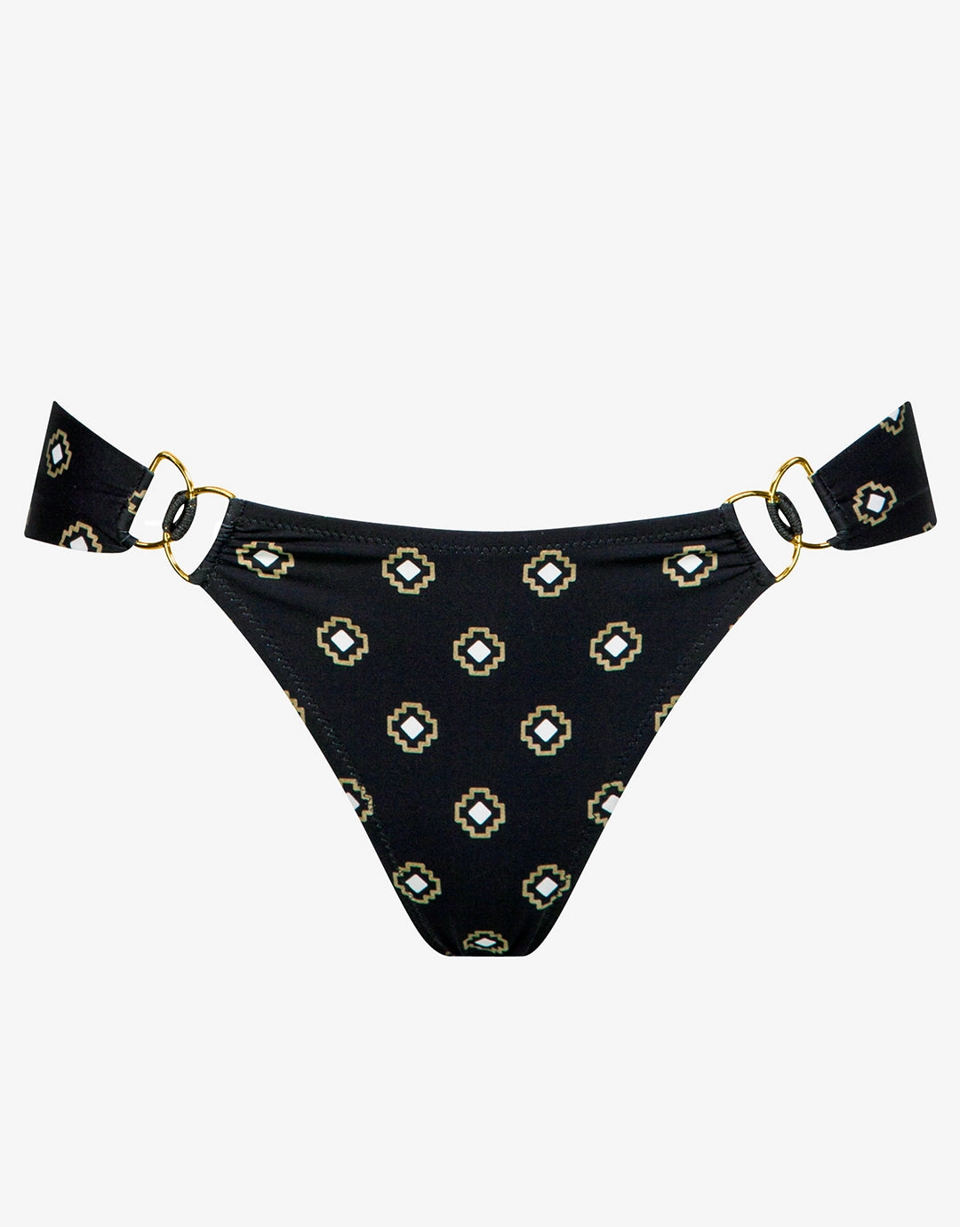 Tiles Craft Hipster Bikini Pant - Black Neutrals adjustable swim bottoms women, flattering bikini bottoms