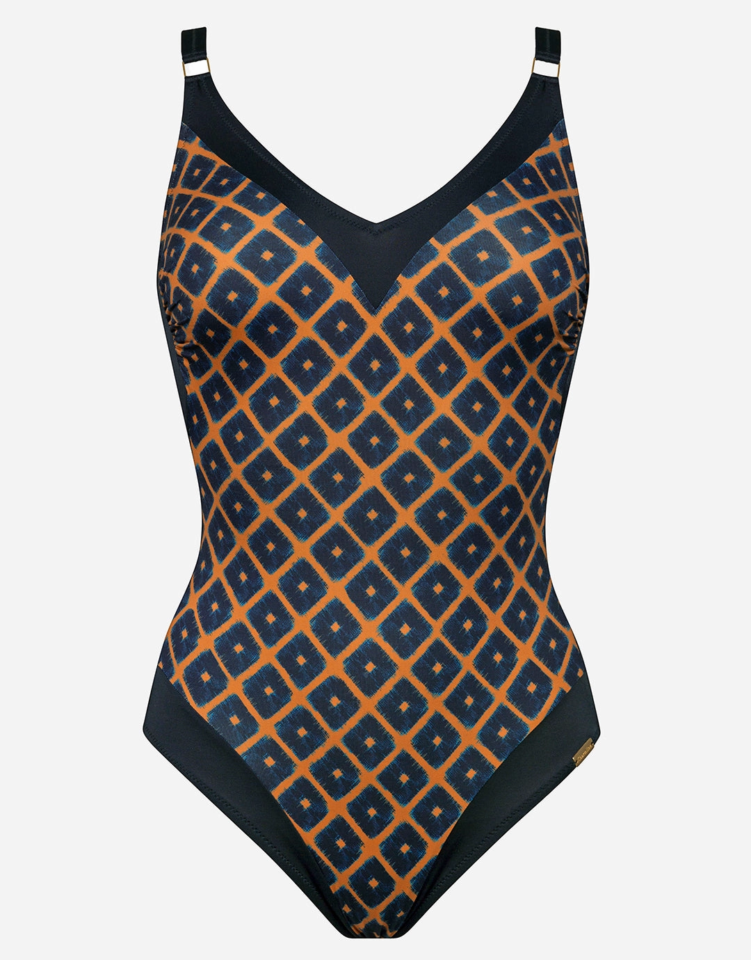 Tobacco Fields V Neck Swimsuit - Tabac Black tummy control swimwear women, slimming swimsuits