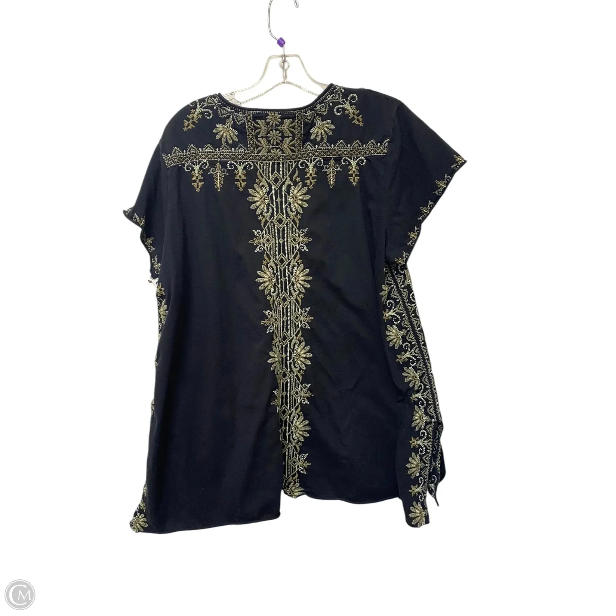 Top Short Sleeve By Johnny Was In Black, Size: Xl Johnny Was Clothing