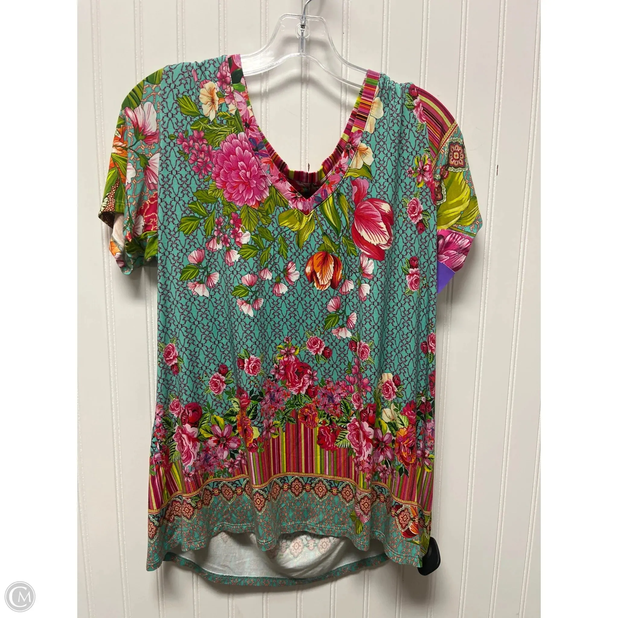 Top Short Sleeve By Johnny Was In Teal, Size: M Johnny Was Clothing