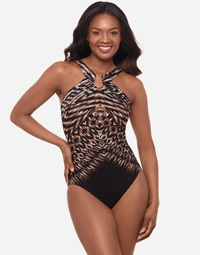 Topkapi Aphrodite Swimsuit - Black Multi tummy control swimwear women, slimming swimsuits