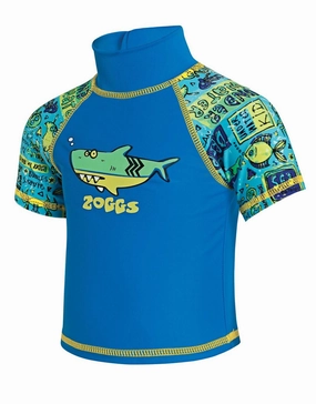 Tots Boys Sun Protection Top - Blue baby swimwear sets, toddler swimwear with sun protection