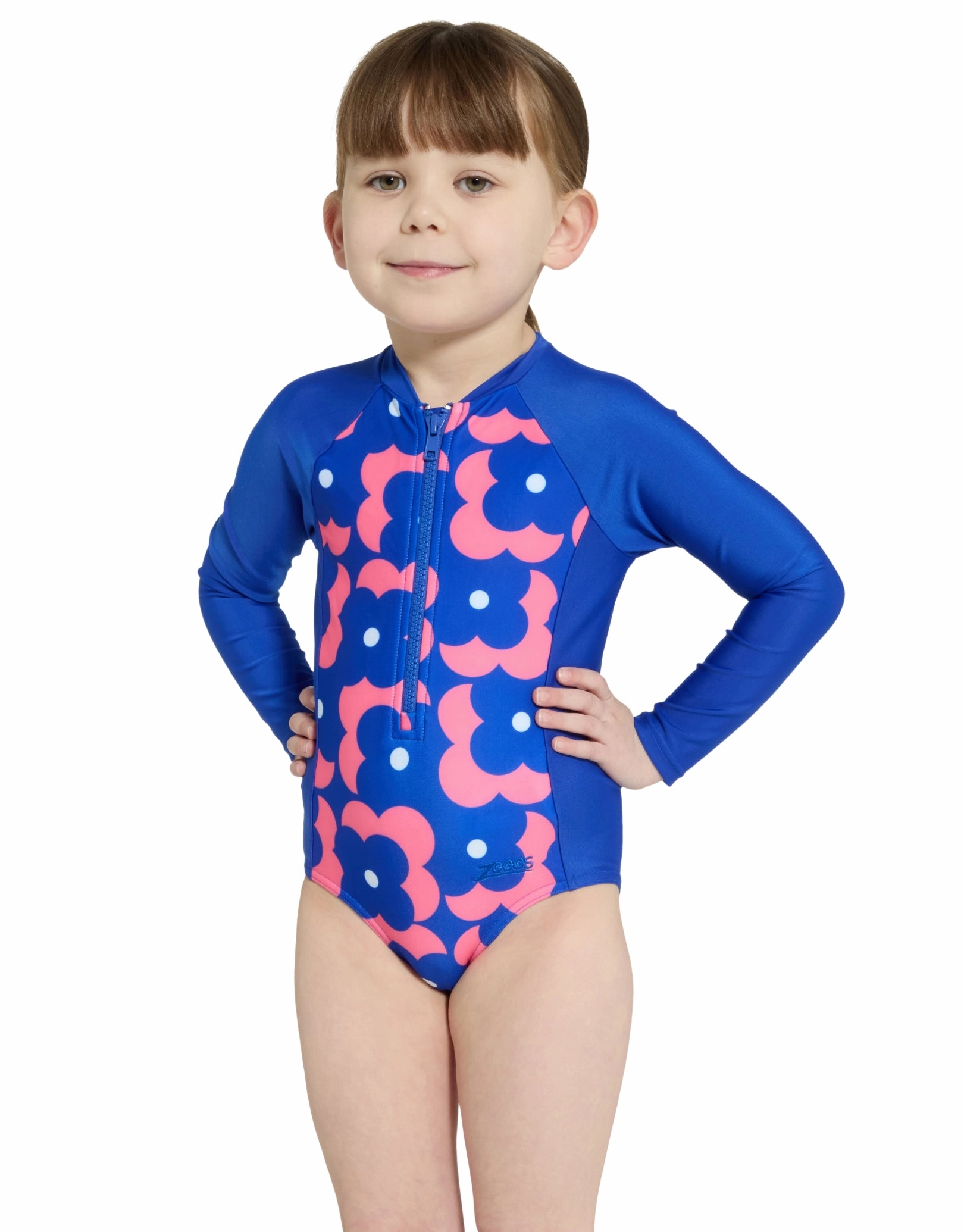 Tots Girls Disco Vibe Paddle Suit - Blue girls swimwear one piece, girls rash guard swim set