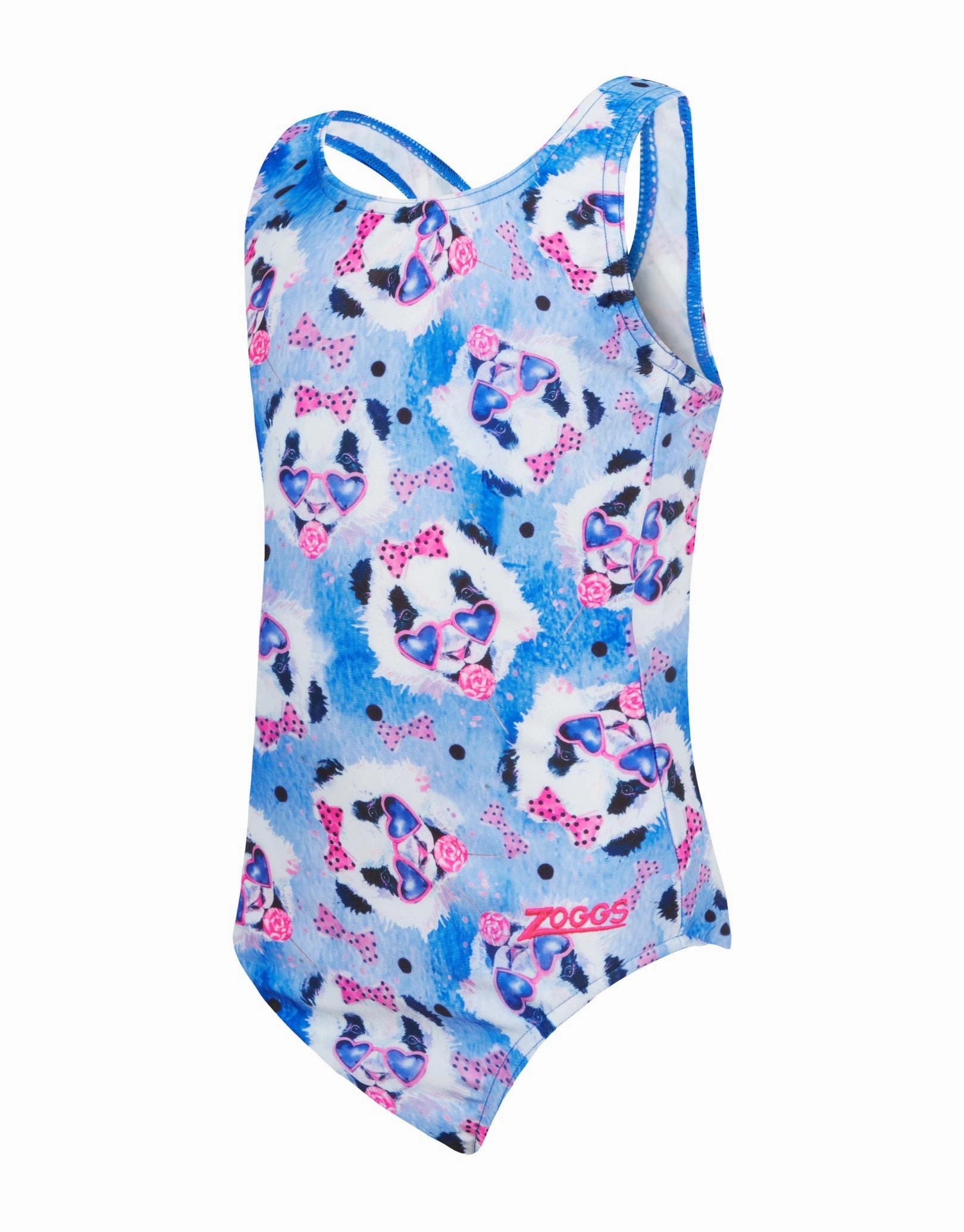 Tots Girls Party Panda Actionback Swimsuit - Blue