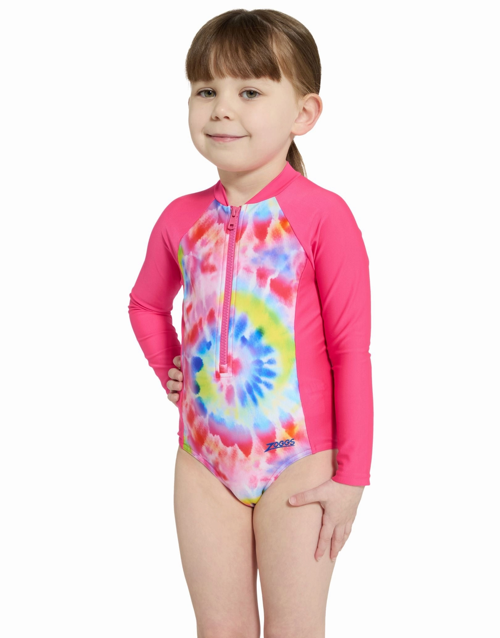 Tots Girls Twister Paddle Suit - Pink baby swimwear sets, toddler swimwear with sun protection