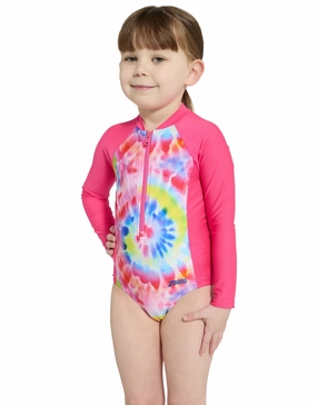 Tots Girls Twister Paddle Suit - Pink baby swimwear sets, toddler swimwear with sun protection