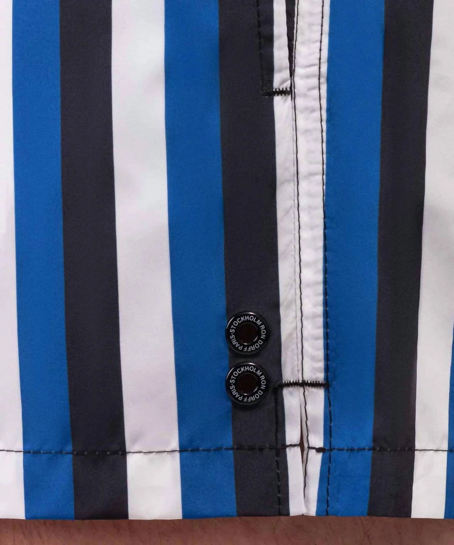 Tricolor Stripe Swim Shorts In Greek Blue / Navy / White