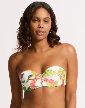 Tropica Bustier Bandeau Bikini Top - Ecru full coverage swim tops, cute bikini tops