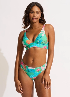 Tropica Ruched Side Retro Bikini Bottom - Jade modern womens swimwear, one piece swimsuits women