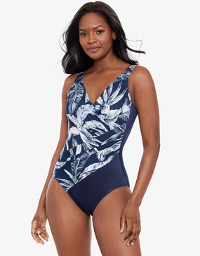 Tropica Toile Oceanus Swimsuit - Navy White plus size swimwear women, curvy womens swimsuits