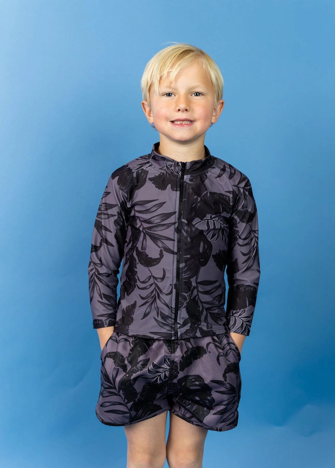 Tropical Night | Mini Rashguard Top (Unisex) toddler girl swimwear, summer swimwear for girls