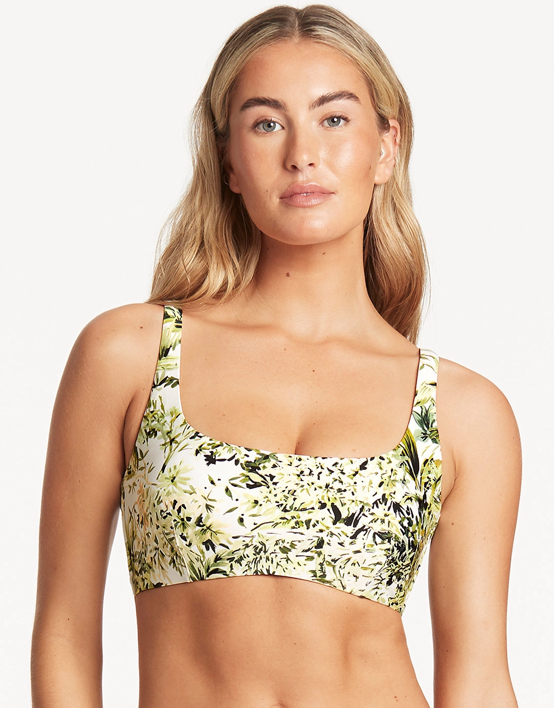 Troppica Low Square Neck Bikini Top - White full coverage swim tops, cute bikini tops