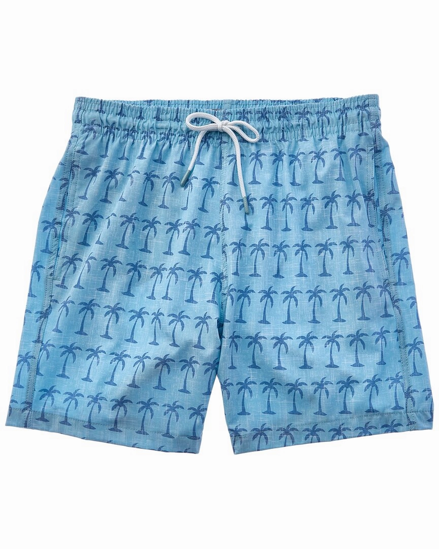 Trunks Surf & Swim Co. Chambray Palm Leaf Sano Swim Short mens full coverage swimwear, stylish mens swim trunks