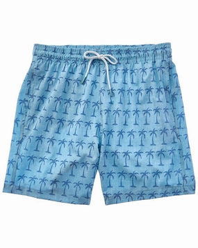 Trunks Surf & Swim Co. Chambray Palm Leaf Sano Swim Short mens full coverage swimwear, stylish mens swim trunks