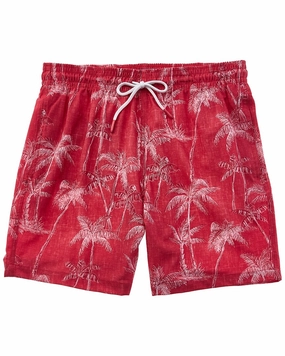 Trunks Surf & Swim Co. Chambray Sketch Palms Sano Swim Short mens full coverage swimwear, stylish mens swim trunks