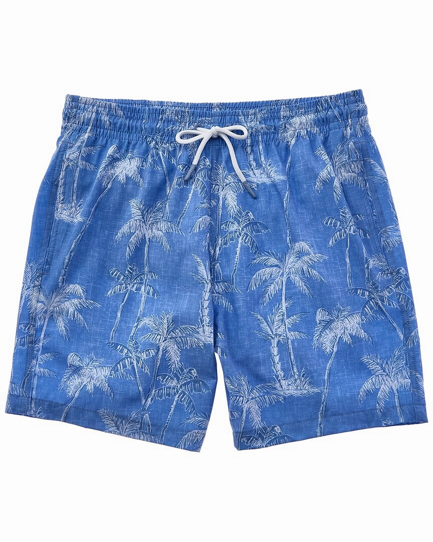 Trunks Surf & Swim Co. Chambray Sketch Palms Sano Swim Short mens full coverage swimwear, stylish mens swim trunks