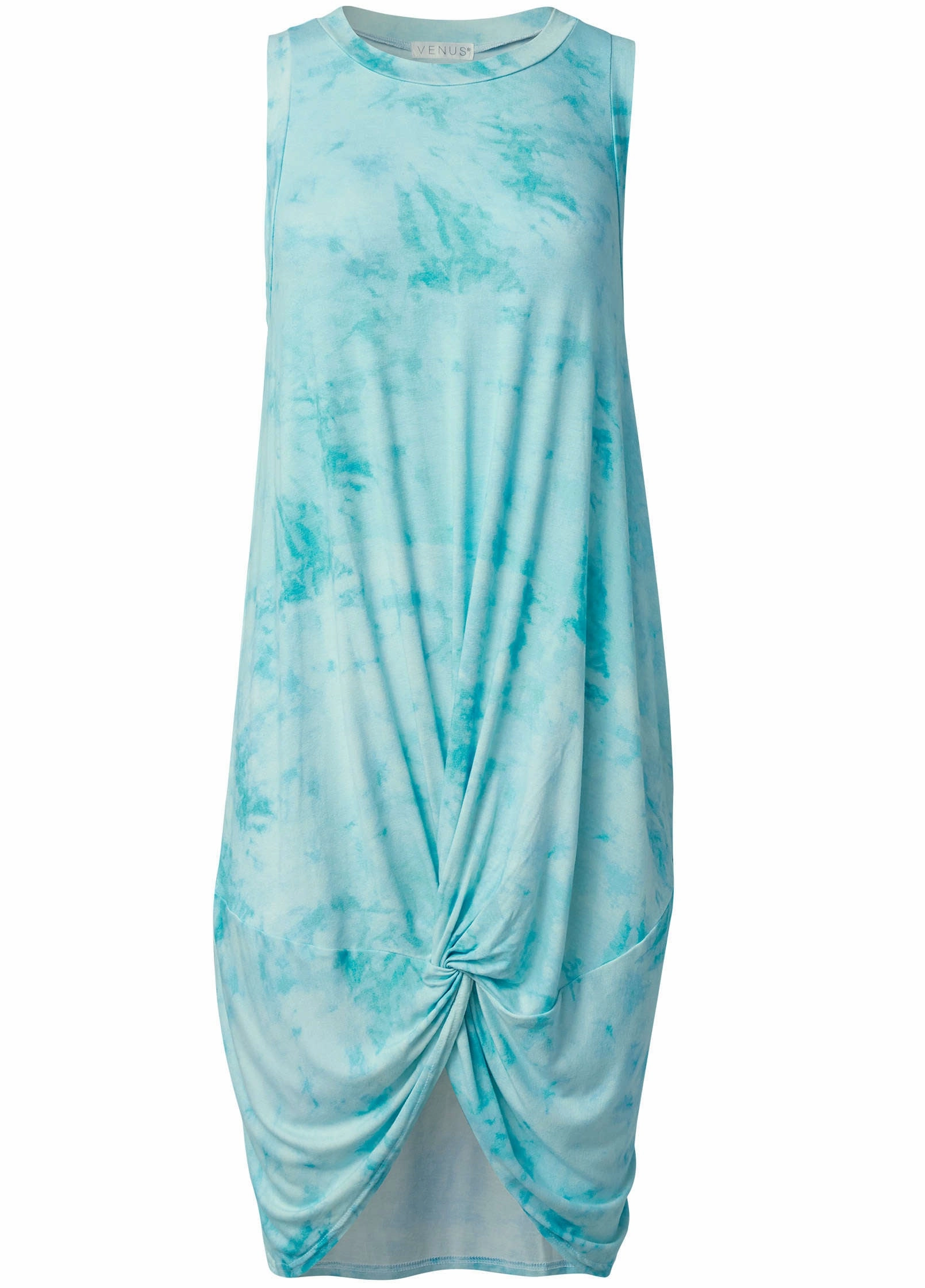 Twist Front Cover-Up Dress - Aqua Reef & Pearl White