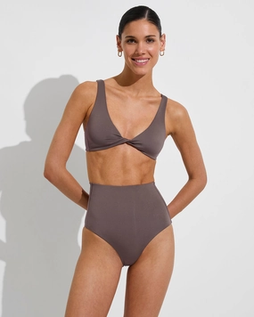 Twisted Plunge Top - Stormy lightweight women's swimwear, chic swim outfits for beach